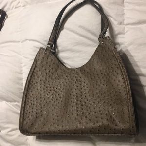 Large faux ostrich purse